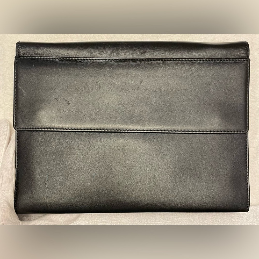 Dunhill Authentic Vintage Black Lockable Leather Clutch/Wristlet w/ Gold Accents - Picture 4 of 16